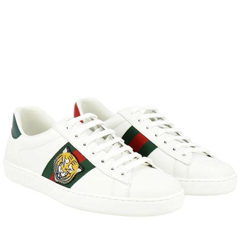 gucci men's ace leather lace up sneakers|gucci ace tiger sneakers.